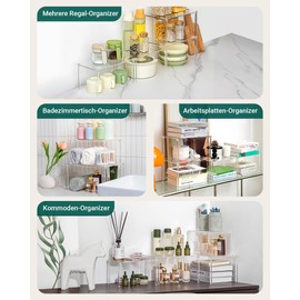 Clear Spice Rack, Kitchen Organiser, Mounted Kitchen Cabinet Organiser, Set of 2, Stackable Spice Organiser, Kitchen Corner Shelf, Mini Shelf for Worktop, Kitchen, Pantry, Dressing Table Organiser