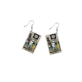 Tarot Card Dangle Earrings Tarot Fortune Acrylic Hook Earrings Astrology Divination Magic Amulet Drop Earrings for Women Teens-Death
