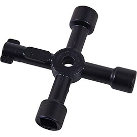 ebuyerfix 4 Way Plumbing Key Meter Box Key Gas Key Meter Key 4 Way Multi Functional Utilities Key for Electric Cupboard Cabinet Opening Key Black