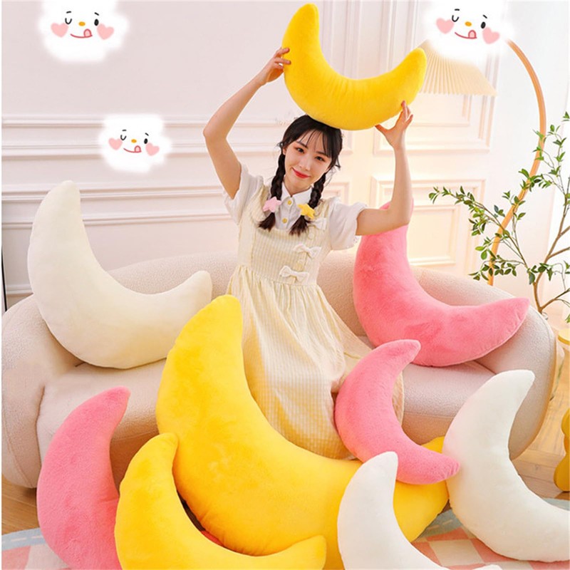 Herfair Cuddly Cushion Children's Moon Cushion Soft Fluffy Moon Shape