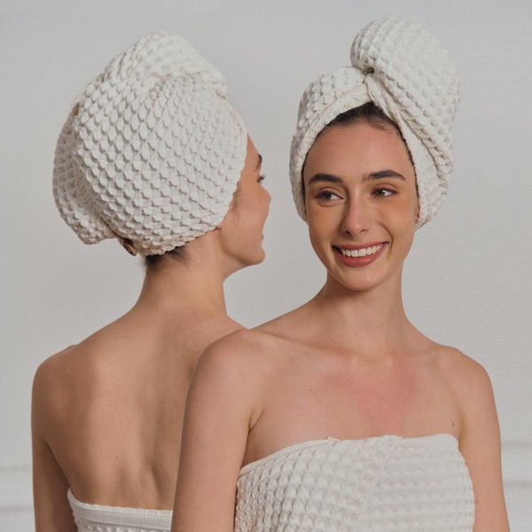KOSMU Hair Towel | 100% Cotton Silk Hair-Drying Waffle Wrap