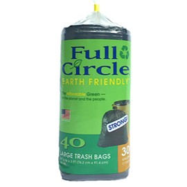 Full Circle Large 30-gallon biodegradable black trash bags, quantity 40 bags