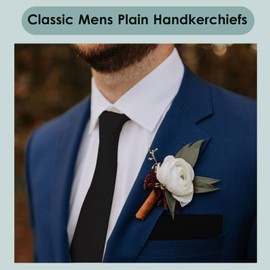 Mantieqingway Mens Handkerchiefs 11.81'' Black Pocket Squares Polyester Silk Stain Handkerchief Hanky for Assorted Suits,Wedding Party,Prom, Events, Christmas Gifts