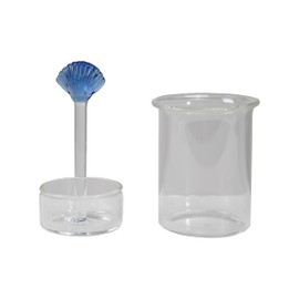 Creative Co-Op Glass Toothpick Holder with Shell Design, Blue