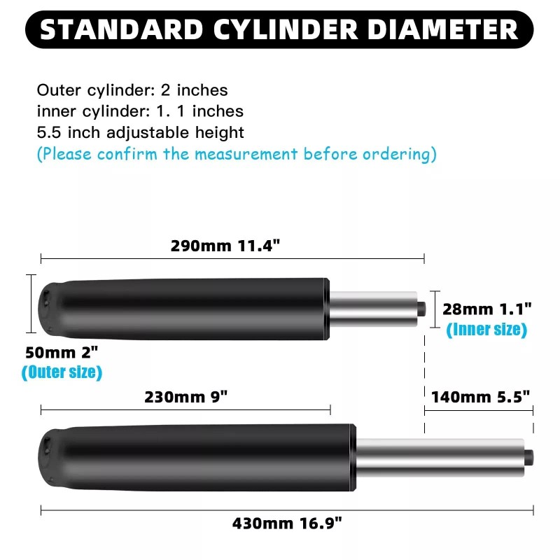 Omyoffice Adjustable Gas Lift Cylinder for Office Chairs, Black, 1000LBS