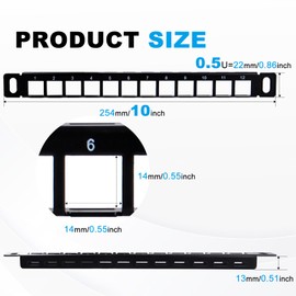 GeeekPi 10 inch 0.5U 12 Port Blank Keystone Patch Panel with Cat6 RJ45 Keystone Jack Insert for DeskPi RackMate T0/T1/T2 Network Cabinets/Server Rack