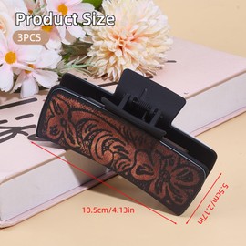 NICENEEDED 3 Pcs Western Hair Clips for Women, Large Cowhide Pattern Resin Claw Clips Cowgirl Aesthetic Hair Claw Clips, Hair Accessories Vintage Hairpin for Thick Thin Hair