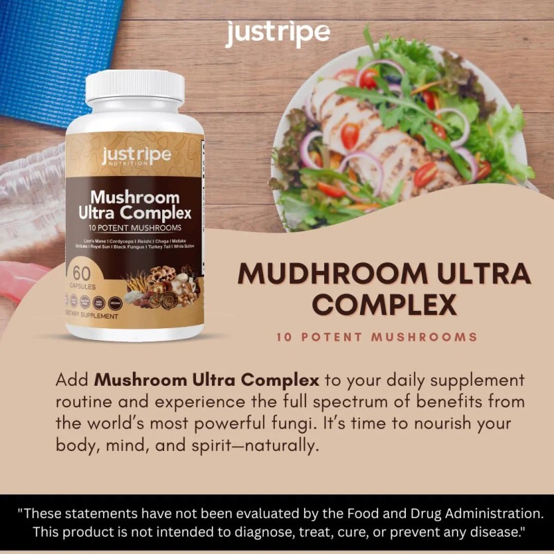 Just Ripe Nutrition Complejo Ultra De Hongos 60 Cápsulas