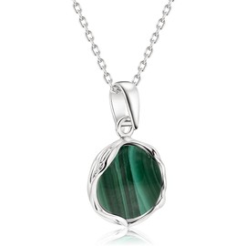 Malachite Necklaces for Women Silver - Malachite Pendant - 925 Sterling Silver May Birthstone Necklace - Dainty Necklace for Women - Everyday Jewelry for Women