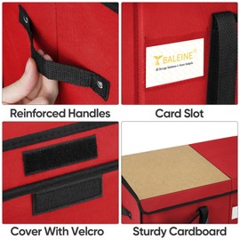 BALEINE Christmas Ornament Storage Box with Dividers, Premium Holiday Ornaments Storage Container Bin for Xmas Decorations (128 Ball, Red, Without Tray)