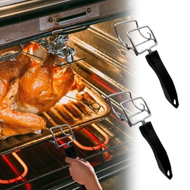 2 Pack Air Fryer Tongs Oven Rack Puller Air Fryer Convection Toaster Oven Tray Extractor Grills Extractor Pan Gripper, Grills Clip, Scald Resistant Clip