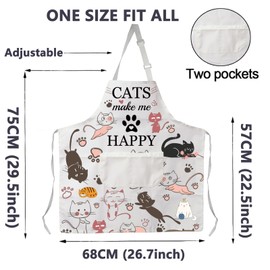 Cute Cat Apron Cat Aprons for Women With Pocket Cat Cooking Apron Cat Waterproof Apron Kitchen Baking Cat Apron Cat Lover Gift (Cat Apron)