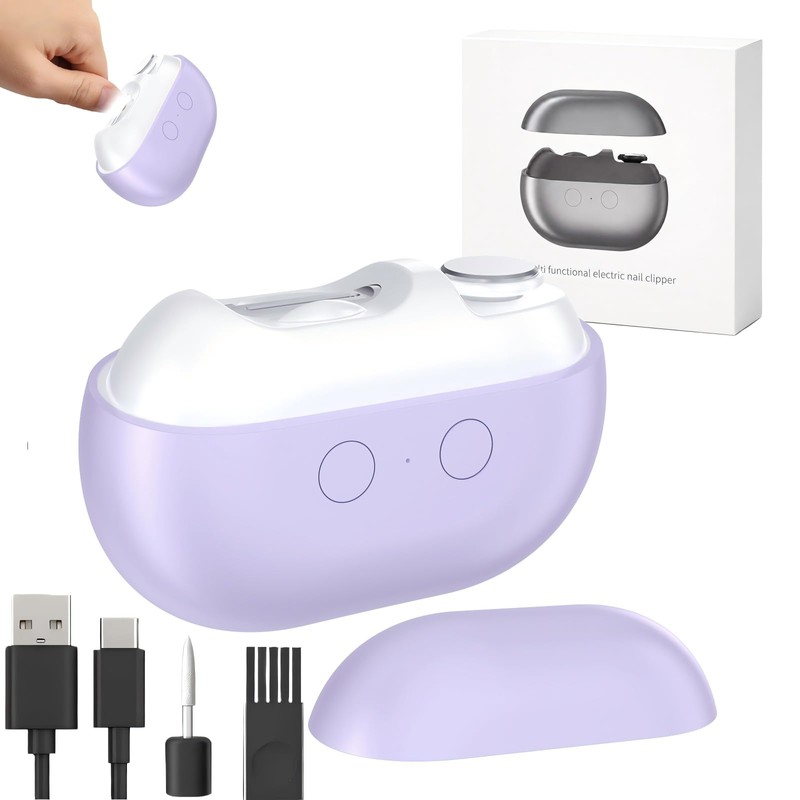 Electric Nail Clipper for Seniors, Rechargeable Automatic Trimmer with LED
