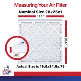 Filter King 20x25x1 Air Filter (MERV 11) (12-Pack) Dust & Allergy Control AC Furnace Filters, MADE IN USA, HVAC, Pleated, Electrostatic (Actual Size: 19.5 x 24.5 x .75)