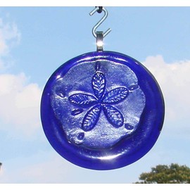 Cobalt Blue Sand Dollar Upcycled Glass Bottle Bottom Ornament Sun Catcher