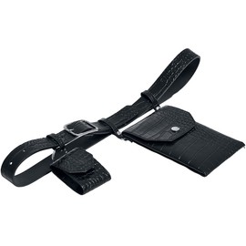 Urban Classics Unisex Belt with 2 Belt Pockets Made of Faux Leather, Crocodile Leather Look for Men and Women, Croco Synthetic Leather Belt with Pouch, Length 105 cm or 125 cm, black / silver