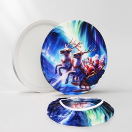 CASAZEN Christmas Lights Cover, 12" Ceiling Light Cover, 2 Pcs Fabric Light Fixture Cover, Filters for Bedroom, Kitchen, Hallways/Entryways, Office, Basement (Christmas Style)