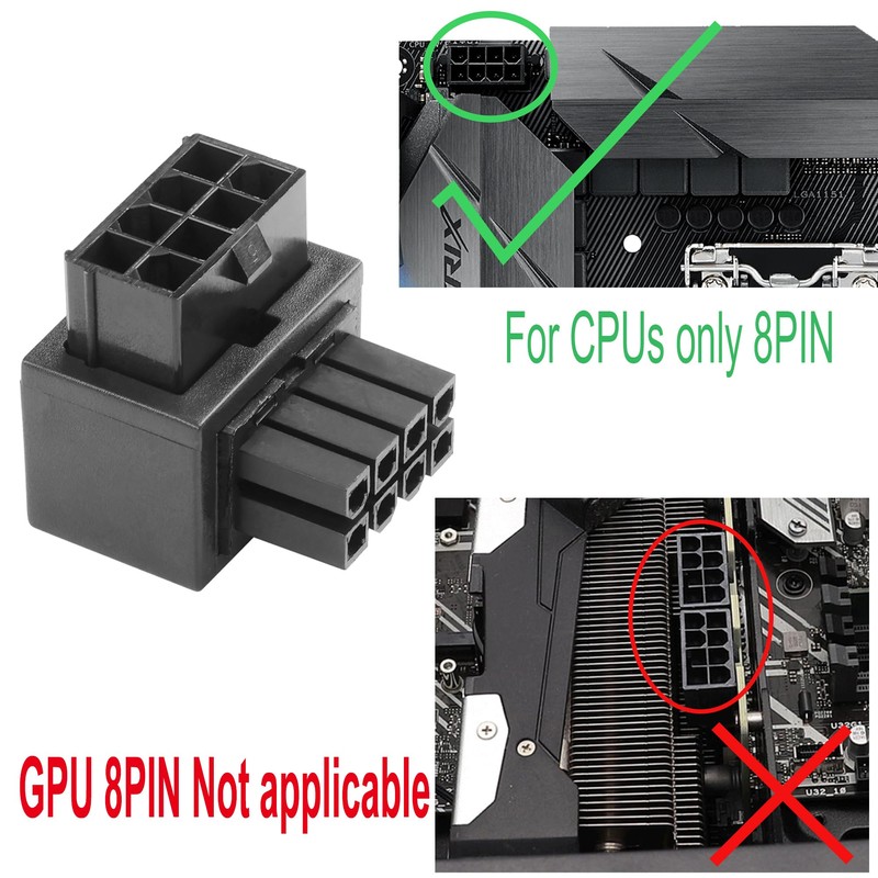ELFJMZP ATX 8-pin Female to 8-pin Male 90-Degree Angle Connector