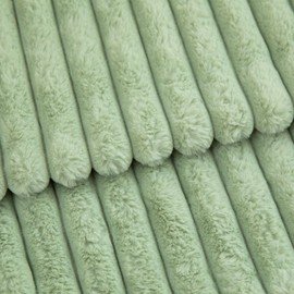 Mandioo Set of 2 Cushion Covers, Striped Artificial Fur, Super Soft, Fluffy Modern Cushion Cover, Decorative Sofa, Living Room, Bedroom, Cushion Covers, 40 x 40 cm, Sage Green