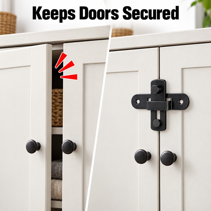 90-Degree Barn Door Latch for Right-Angle Doors – Stainless Steel