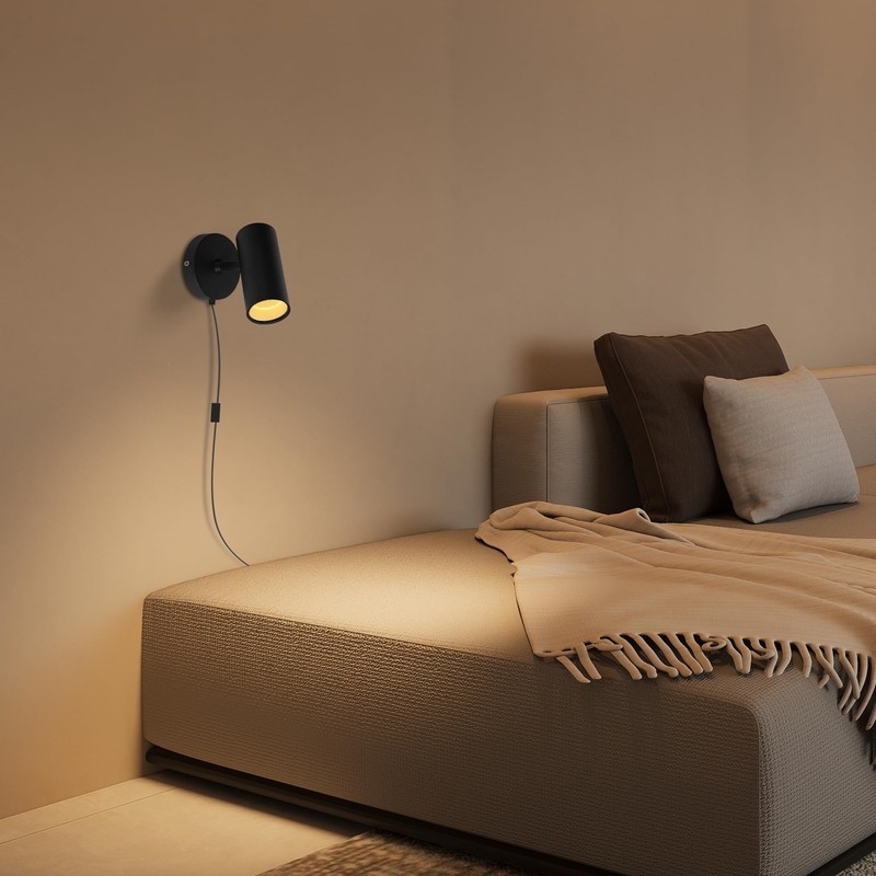 Aisilan LED Adjustable Wall Spotlight, 12W Plug-in Wall Sconce, Directional