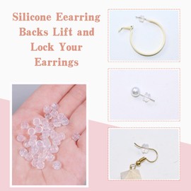 Silicone Earring Backs, Clear Earring Backings, 12PCS Soft Earring Stoppers, Safety Back Pads Backstops, Earring Stopper Replacement for Fish Hook Earring Studs Hoops