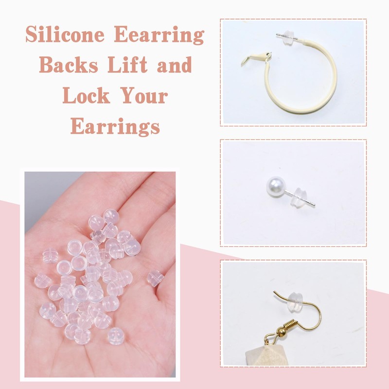 Silicone Earring Backs, Clear Earring Backings, 12PCS Soft Earring Stoppers,