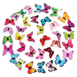 3D Butterfly Brooch Pins, 36 Pcs Butterfly Pin Colorful Art Curtain Crafts Decoration 2 x 2.3 inch Plastic Butterfly Decorative Pins Cute Home Decor for DIY Hats Clothes Wedding Birthday Party