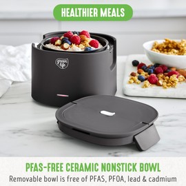 GreenLife 20oz Electric Lunch Box Food & Soup Warmer, PFAS & PFOA-Free Ceramic Nonstick Interior, Portable for Travel & Office, Spill-Proof Lid, Removable Bowl, Dishwasher Safe, Graphite