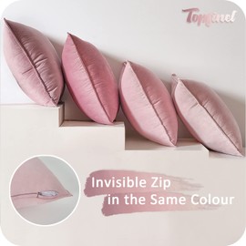 Topfinel 50x50 Cushion Cover Sofa Bedroom Pink Velvet Cushion Covers Set of 4 Scatter Decorative Soft Fluffy Cushions Large Square Throw 20x 20inches
