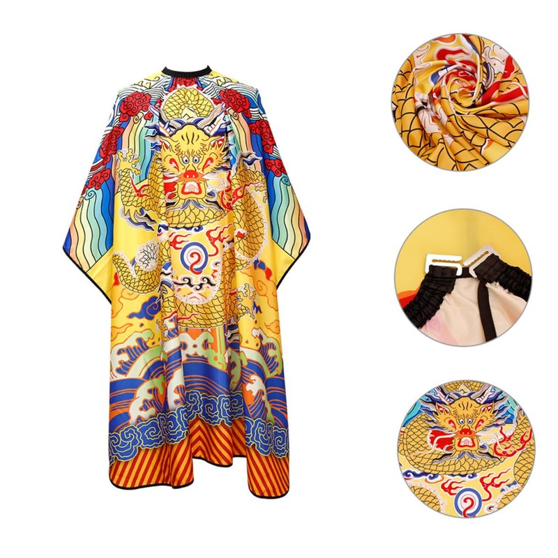 WOONEKY Chinese Dragon Pattern Hair Cutting Cape Large Barber Cape
