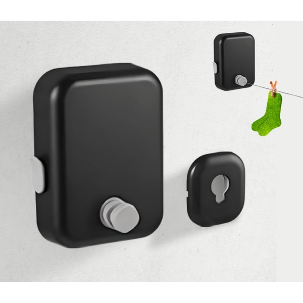 Black Wall Hanger Drying Clothesline Rope for Hanging Clothes Backyard
