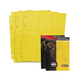 BCW Double-Sided 9-Pocket Pages Holder - 20 Yellow Pages | Trading Card Binder Sheets | Secure Side Loading | Ideal Card Storage and Display Solution