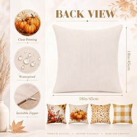 Mixweer 4 Set Vintage Fall Waterproof Outdoor Throw Pillows 18 x 18 Inch Outdoor Pillow Covers -Theme Home Decor for Porch Patio Furniture Couch Sofa Garden Farmhouse Decorations
