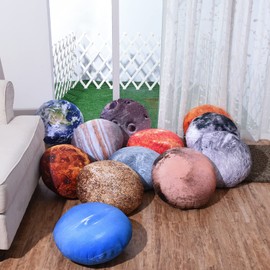 Qupace 11 Piece Planet Space Pillows Case for Lovers Room Home Planetarium Round Pillow Covers Space Decor Outer Space Room Decor Cushion Cover Moon Throw Pillowcovers for Kids