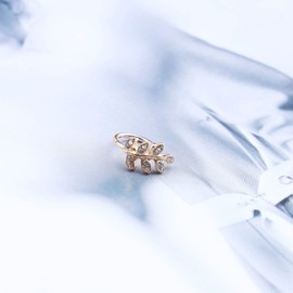 Cimenexe Bohemian Paved Leaf Cuff Earrings C Shape Leaf Ear Cartilage Clip on Wrap Hoop Earrings Gold Crystal Leaf Ear cuffs Minimal Clip Wrap Earrings No Piercing Earring Jewelry for Women and Girls