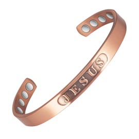 3500 Gauss Magnetic Arthritis Copper Bracelet, 99.99 Pure Copper Jesus Religious Bracelet, Contains 8 Magnets, Effectively Promotes Blood Circulation and Sleep Quality