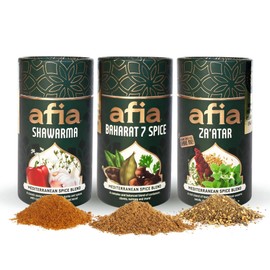Afia Mediterranean Spice Blends Gift Set | Za'atar, Baharat & Shawarma Seasoning Spice Set | Mediterranean Seasoning Set for Steak Seasoning, Chicken Seasoning, Vegetable Seasoning, BBQ Rub (Pack of 3)