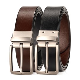 WOLFANT Two-in-One Reversible Leather Belt,100% Italian Full Grain Real Solid Leather Dress Casual Belt