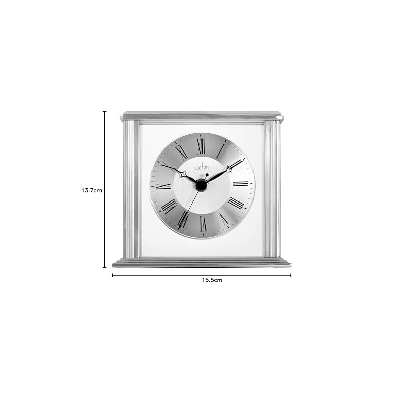 Acctim Acctim Mantel Clock, Metal, Silver, 13.7 x 15.5 x
