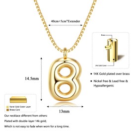 Dochais Gold Necklace with Letters for Women Girls - 14 Carat Gold Plated Twisted, Brass