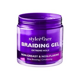 Red by Kiss Styler Fixer Braiding Gel Enhanced – Extra Firm Hold, Anti-Flaking, High Shine, Infused with Advanced Botanicals for Strong, Nourished Hair – Strawberry Acai Scent (16oz)