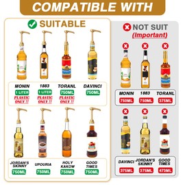 10 Pcs Gold Coffee Syrup Pump, Compatible with 25.4 Oz/750ml Bottles, Syrup Dispenser Pumps Great for Home & Coffee Bar Drinking Mixes, Tea, Beverage, Cocktails