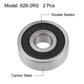 sourcing map 628-2RS Deep Groove Ball Bearings Z2 8mm X 24mm X 8mm Double Shielded Carbon Steel 2pcs
