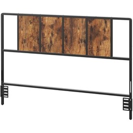 Queen Size Headboard Only, Metal Headboard with Adapters, Minimalist Industrial Style for Queen Size Beds, Rustic Brown and Black