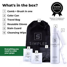 SIMPLER HAIR COLOR Simpler Hair Color for Men Kit for Full Gray Coverage - Dark Brown Hair Color - Safe, Simple, and Reusable Beard Color for Men