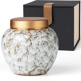 Small Urns for Human Ashes Keepsake,Handmade Mini Cremation Urn for Human Pet Ashes,Ceramic Urns with Metal Screw Lid,Hold Ashes Up to 10 Cubic Inches(White)