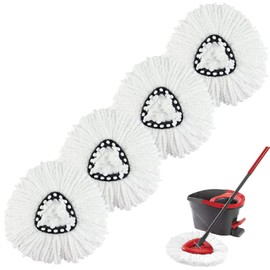 Spin Mop Replacement Head - 4 Pack EasyWring Mop Refills Compatible with Triangle Spin Mop,Microfiber Spin Mops for Floor Cleaning