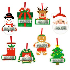 Xylolfsty 8Pcs Christmas Money Holders Acrylic Christmas Ornaments Cash Gift Holders Funny Christmas Tree Hanging Ornaments Winter Holiday Home Decorations