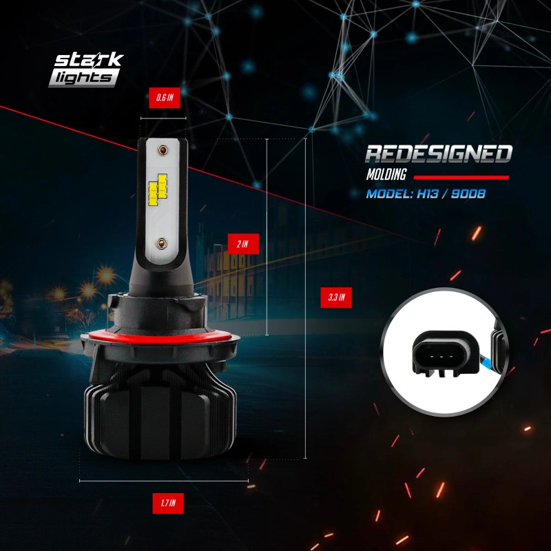 Stark NS 80W 9000LM Fanless LED Kit White 6K Headlight